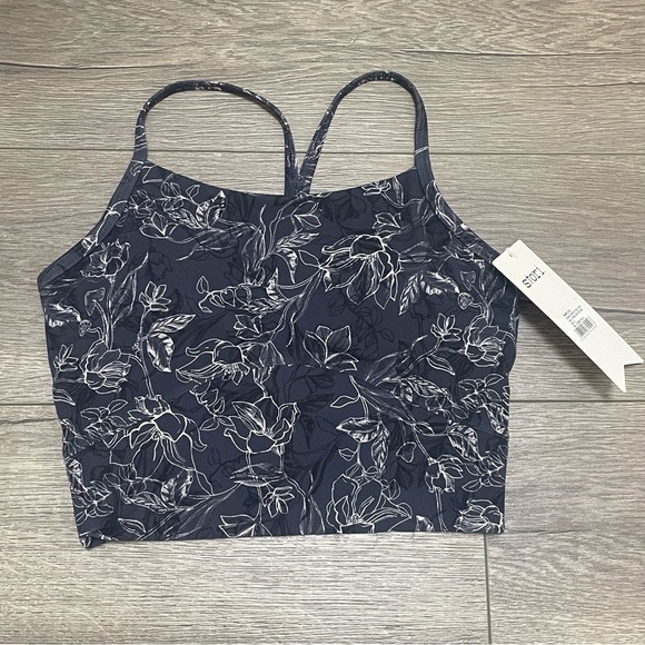 Stori Women's Floral Legend Cropped Shelf Tank Gray Sz 2 NWT. - Picture 2 of 8